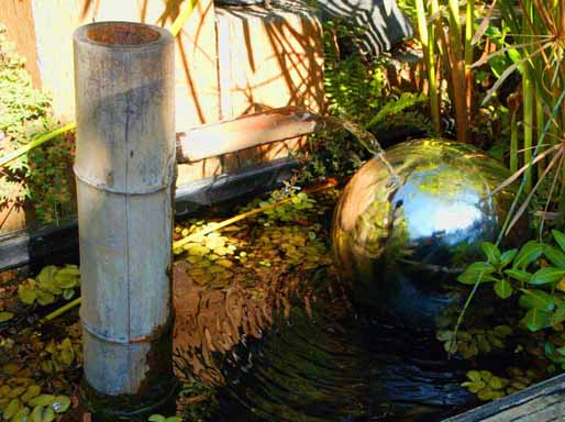 Bamboo Waterfall on spinning ball